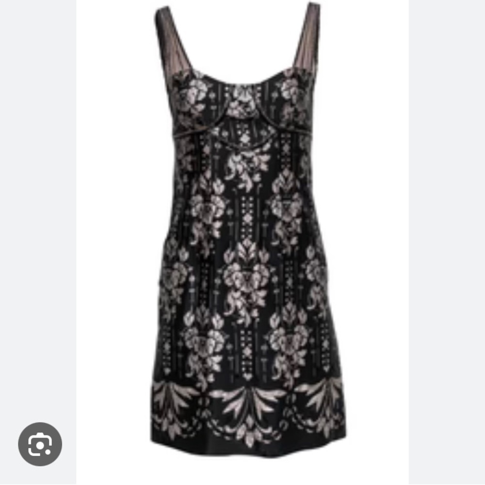 Nanette Lepore beaded damask cocktail dress.  Size 2